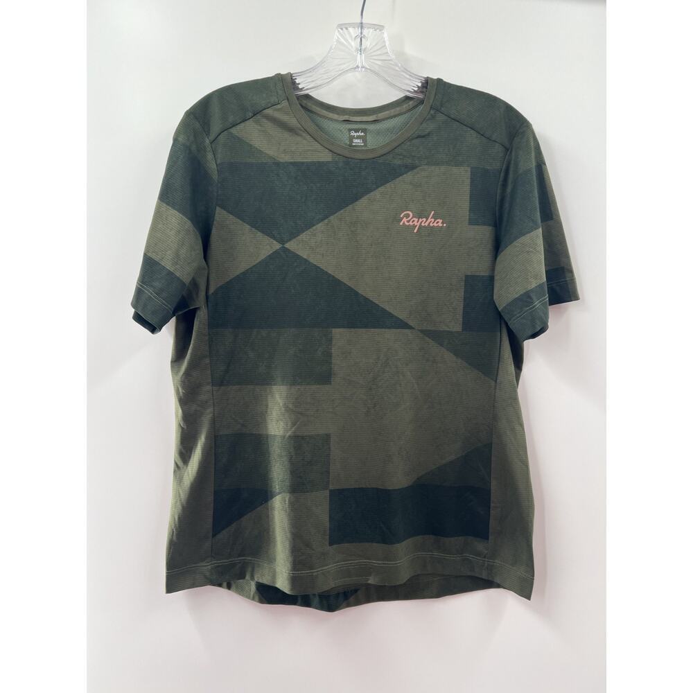 Rapha Women's Size Small Camo Green Pink Logo Active Cycling Training T-Shirt